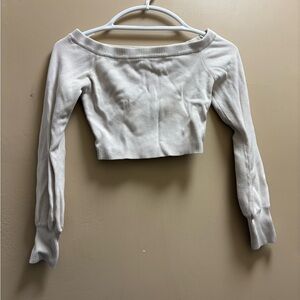 Garage Off-Shoulder Cream Crop Top Long sleeve